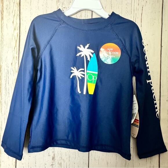 Ocean Pacific Toddler Long Sleeve Navy  Sun Protection Swim Top  UPF 50+  Sz 4T - Picture 10 of 11